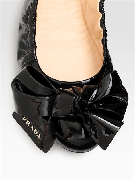 black prada flats with bow|prada buckle ballet flat.